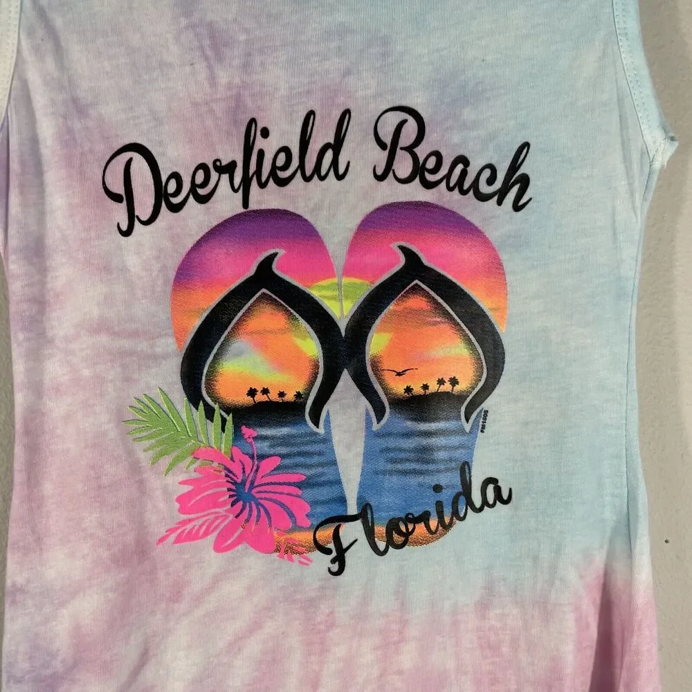 Dreamsicle Girls Dress Sz S Tye Dye T-shirt Dress With Fringe Deerfield Beach FL